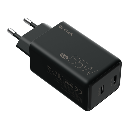[G-927889] beclad. 65W Type C 2 Port Travel Adapter (C+C) BLACK BE-PT765CBG-GR