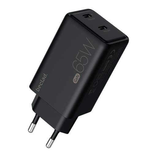 [G-927889] beclad. 65W Type C 2 Port Travel Adapter (C+C) BLACK BE-PT765CBG-GR